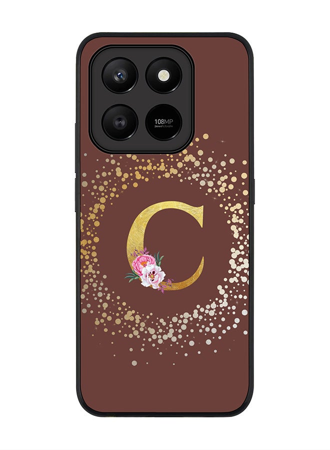 For Honor X7d 4G / X7d 5G / 400 Smart Case,Slim fit Camera Protection, Shockproof Thin Phone cover  - Custom Monogram Floral - C  (Brown )